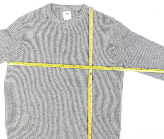 Marks and Spencer Women Grey Chunky-Knit Wool Blend Jumper XL