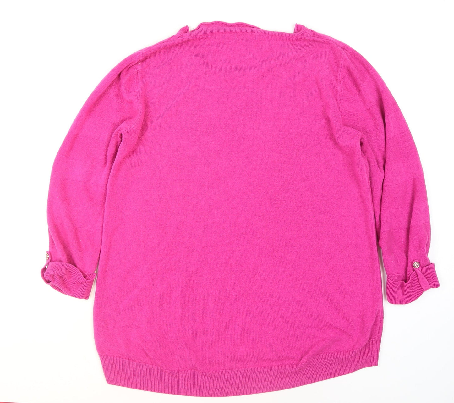 F&F Women's Pink Tunic Jumper Size 14 Crew Neck 3/4 Sleeve Knit