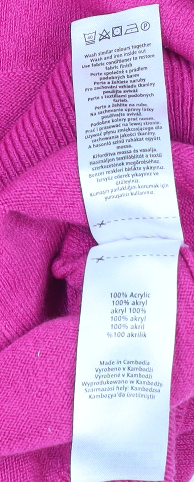 F&F Women's Pink Tunic Jumper Size 14 Crew Neck 3/4 Sleeve Knit