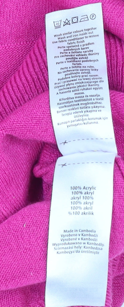 F&F Women's Pink Tunic Jumper Size 14 Crew Neck 3/4 Sleeve Knit