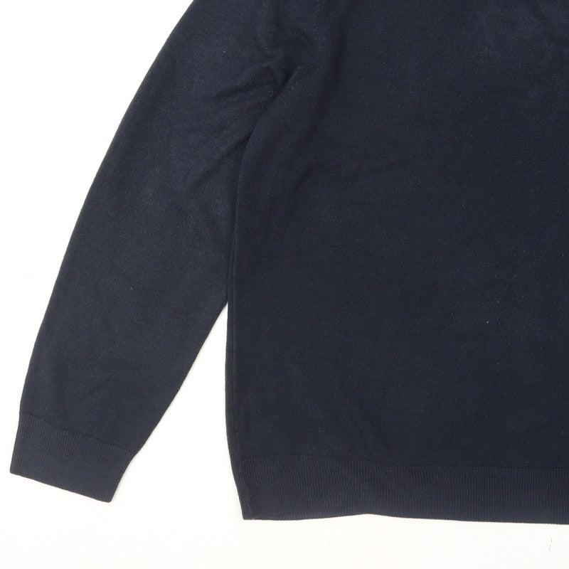 Marks and Spencer Men's Blue L Crew Neck Cotton Blend Jumper