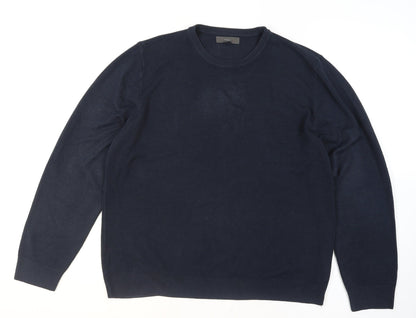 Marks and Spencer Men's Blue L Crew Neck Cotton Blend Jumper