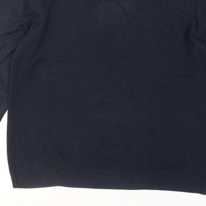 Marks and Spencer Men's Blue L Crew Neck Cotton Blend Jumper