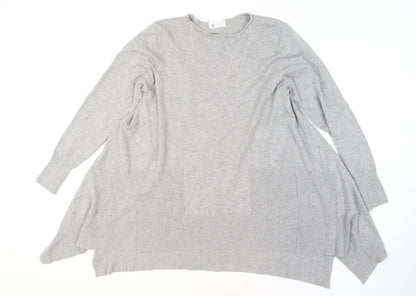 Anamor Women Grey Relaxed Fit Knit Long Sleeve Pullover Jumper M