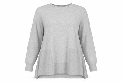 Anamor Women Grey Relaxed Fit Knit Long Sleeve Pullover Jumper M