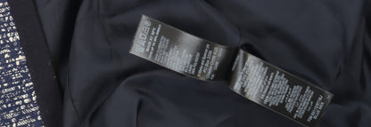 Marks and Spencer Women's Blue Tweed Collarless Blazer Size 16