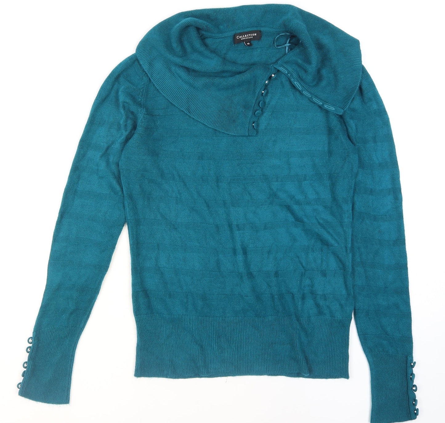 Debenhams Women’s Green Cowl Neck Long Sleeve Knit Jumper Size 10