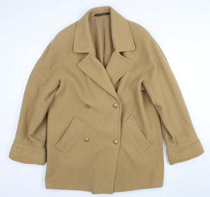 Marks and Spencer Women Beige Wool Pea Coat Size 14 Classic Style