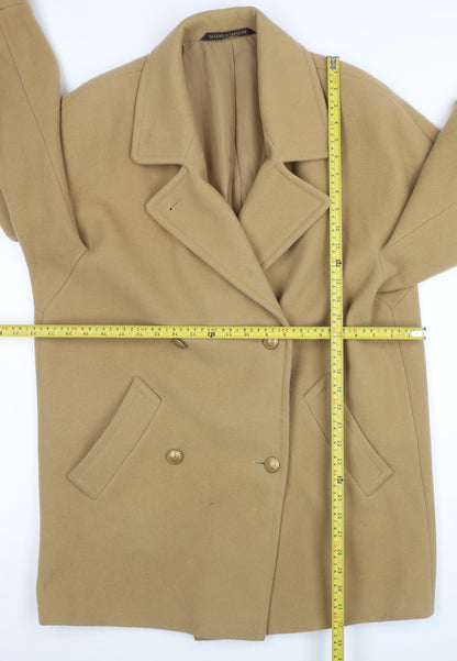 Marks and Spencer Women Beige Wool Pea Coat Size 14 Classic Style