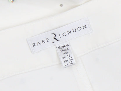 Rare London Women's White Rhinestone Wide-Leg Trousers Size 16