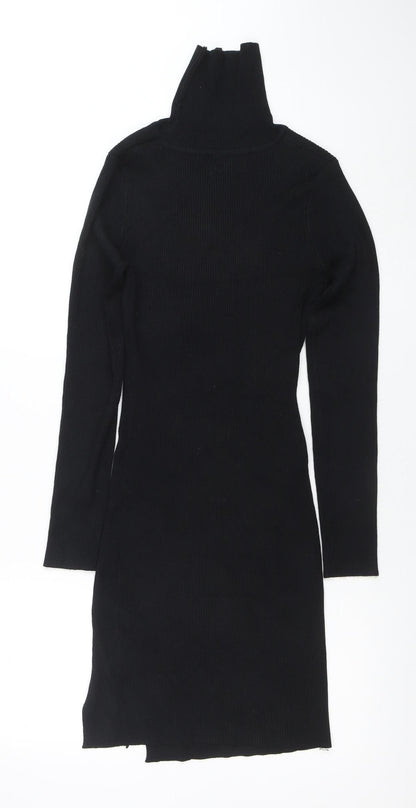 Pink Vanilla Women's Black Knit Bodycon High Neck Dress M
