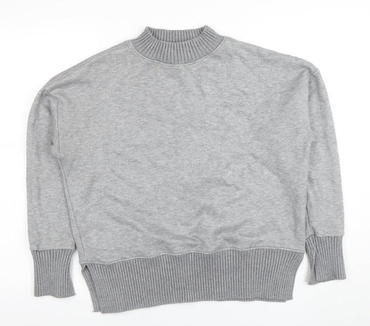 NEXT Women Grey Mock Neck Knit Jumper M Relaxed Fit Pullover
