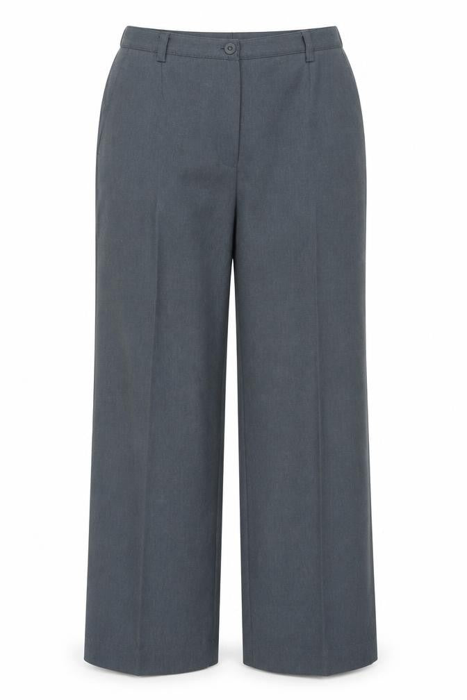 EWM Women Grey Size 12 Straight Leg Polyester Trousers