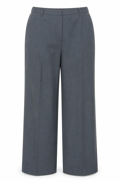 EWM Women Grey Size 12 Straight Leg Polyester Trousers