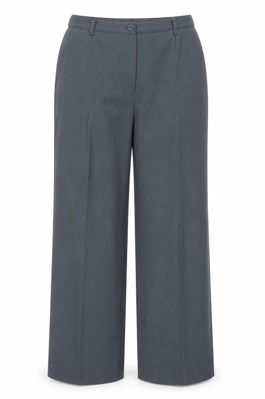 EWM Women Grey Size 12 Straight Leg Polyester Trousers
