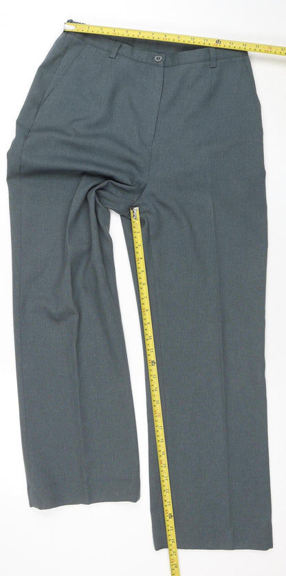 EWM Women Grey Size 12 Straight Leg Polyester Trousers