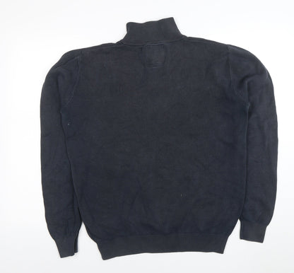 Next Men’s Blue 1/4 Zip High Neck Cotton Jumper Size M