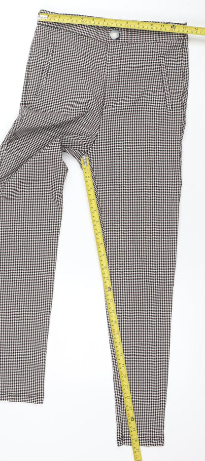 ZARA Women Multicoloured Houndstooth Slim Trousers Size 12