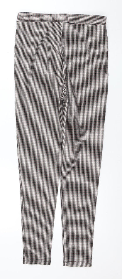 ZARA Women Multicoloured Houndstooth Slim Trousers Size 12