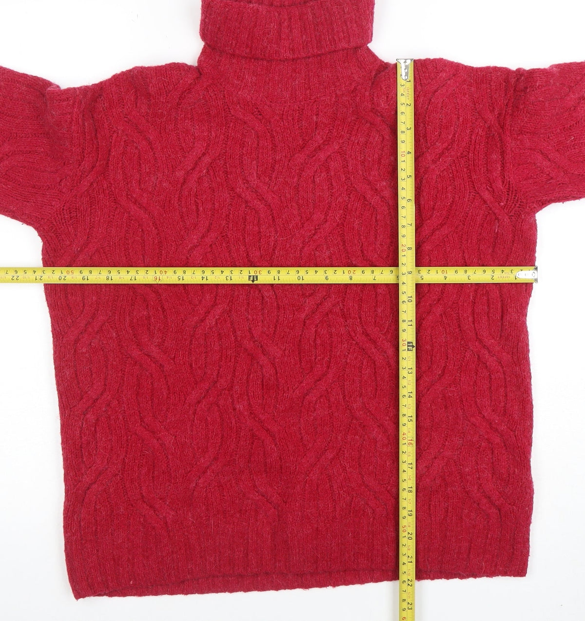 Marks and Spencer Women's Red Roll Neck Cable-Knit Jumper Size S