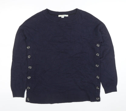 Boden Women Blue Wool Blend Button Side Jumper Size S