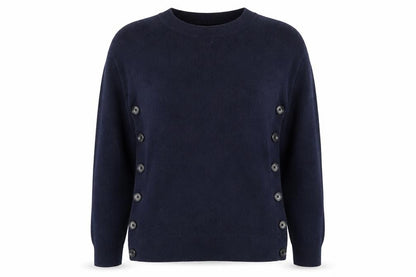 Boden Women Blue Wool Blend Button Side Jumper Size S