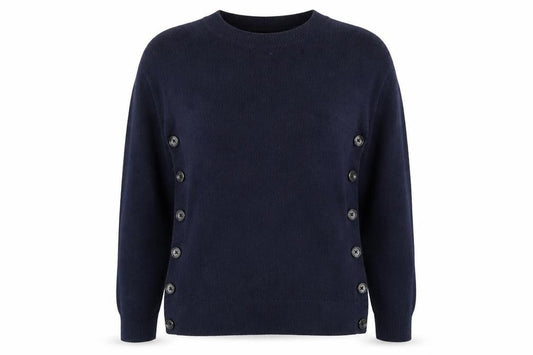 Boden Women Blue Wool Blend Button Side Jumper Size S