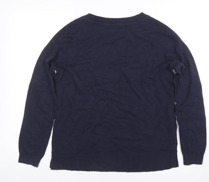 Boden Women Blue Wool Blend Button Side Jumper Size S