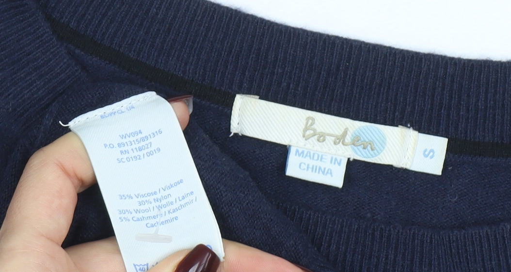 Boden Women Blue Wool Blend Button Side Jumper Size S