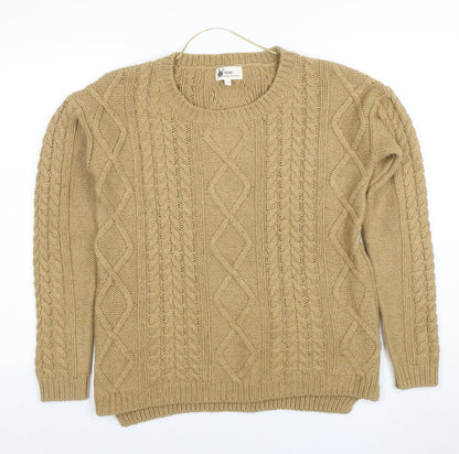 Next Women Beige Cable-Knit Wool Blend Jumper UK 12