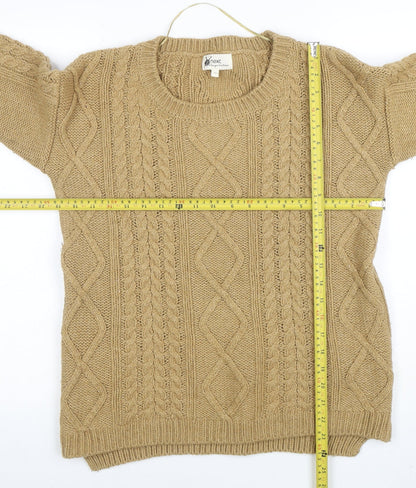 Next Women Beige Cable-Knit Wool Blend Jumper UK 12