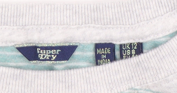 Superdry Womens Multicoloured Stripe Cropped T-Shirt UK 12