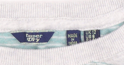 Superdry Womens Multicoloured Stripe Cropped T-Shirt UK 12