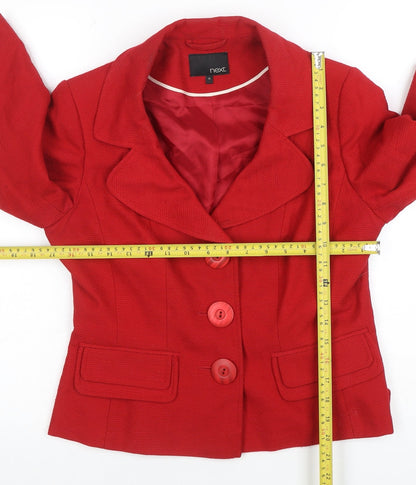 Next Women Red 12 Single-Breasted Notch Lapel Lined Blazer