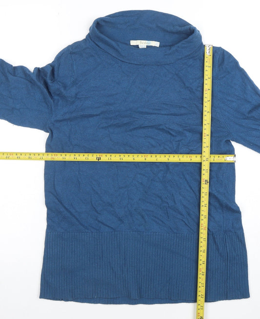 Boden Women Blue Cowl Neck Cotton Blend Long Sleeve Jumper UK 12