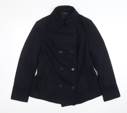 Tchibo Women Black Wool Blend Pea Coat Size 12 Classic Work Jacket