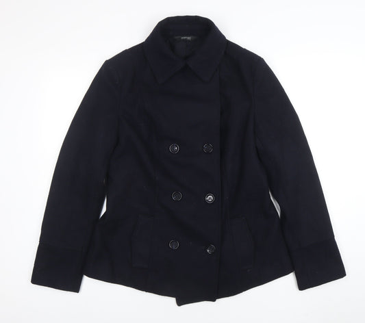 Tchibo Women Black Wool Blend Pea Coat Size 12 Classic Work Jacket