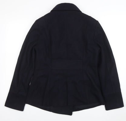 Tchibo Women Black Wool Blend Pea Coat Size 12 Classic Work Jacket