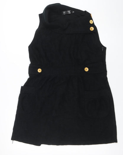 Pussycat London Womens Black Size 10 Sleeveless Pinafore Dress