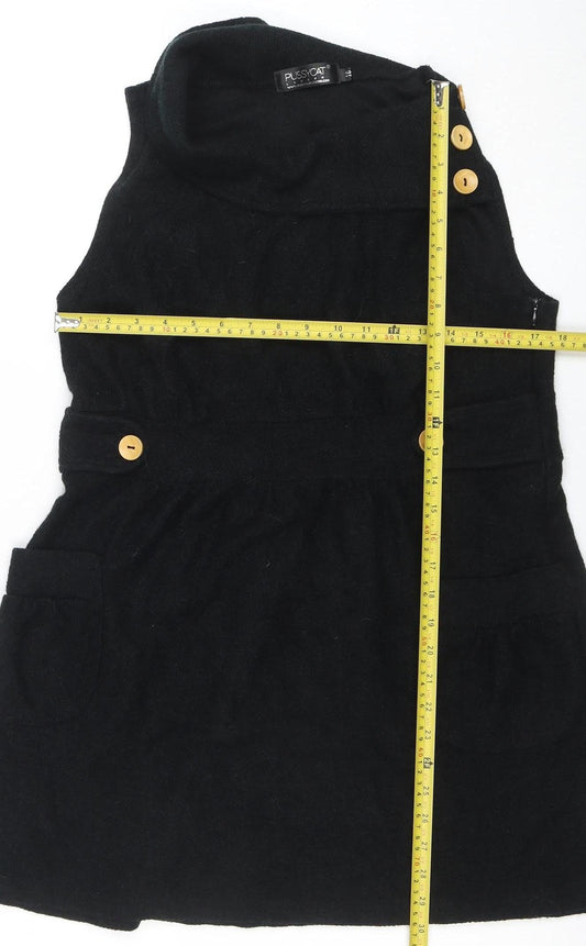 Pussycat London Womens Black Size 10 Sleeveless Pinafore Dress
