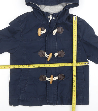 United Colors of Benetton Boys Blue Hooded Duffle Coat Size 6 Years