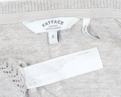 FatFace Women Beige Wrap Knit Cardigan Jumper Size 8