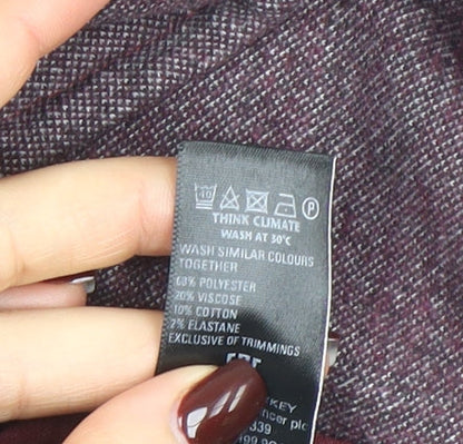 Marks and Spencer Women Grey Check Coatigan Size 14 Collared Mid-Length