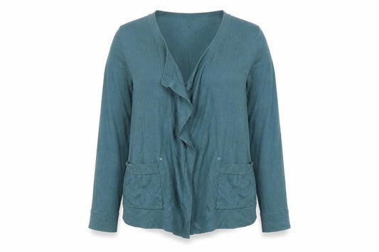 EAST Women Green Size 14 V-Neck Long Sleeve Knit Cardigan