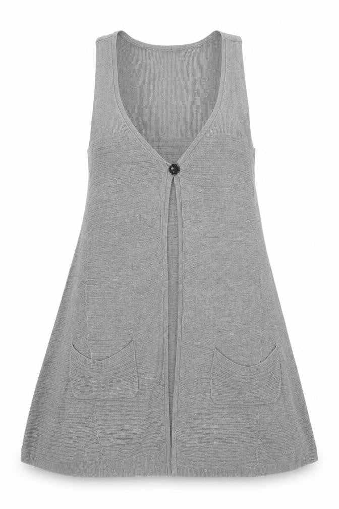 White Stuff Womens Grey Linen Cotton Sleeveless Cardigan Size 10