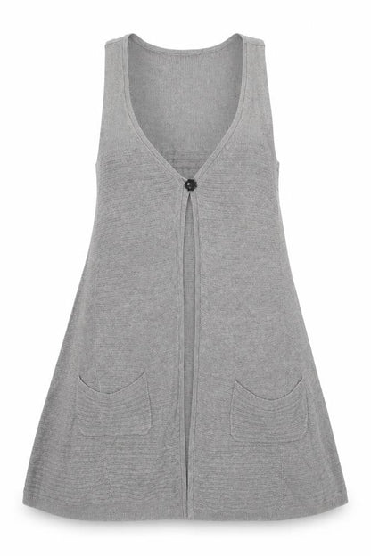White Stuff Womens Grey Linen Cotton Sleeveless Cardigan Size 10