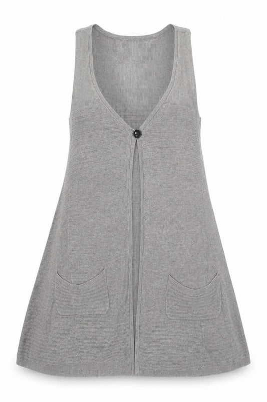 White Stuff Womens Grey Linen Cotton Sleeveless Cardigan Size 10