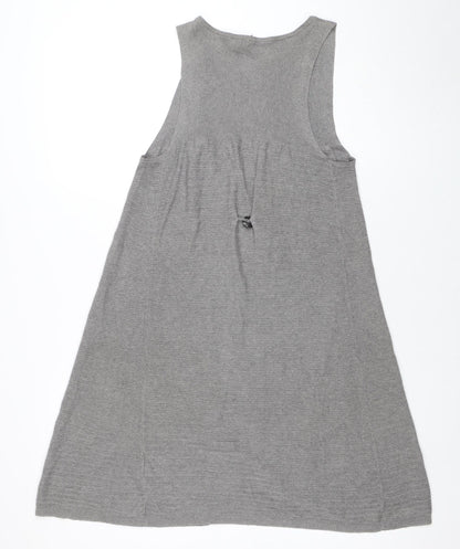 White Stuff Womens Grey Linen Cotton Sleeveless Cardigan Size 10