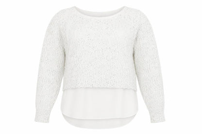 Apricot Women White Sequin Knit Long Sleeve Jumper XS