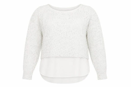 Apricot Women White Sequin Knit Long Sleeve Jumper XS